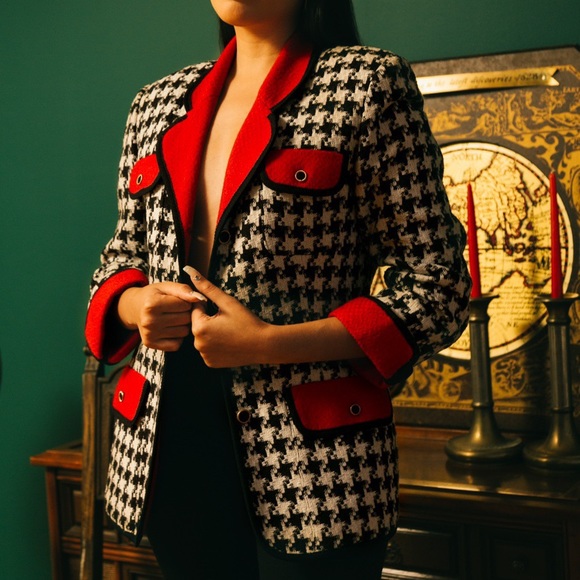 Ninety Jackets & Blazers - Vintage 80s Houndstooth Tweed Blazer